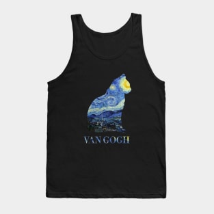 Starry Night Cat - Collage made from Vincent Van Gogh painting Tank Top